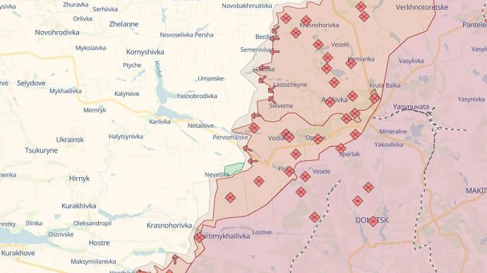 χάρτης - ρωσική πίεση στην γραμμή Ορλόβκα-Τονένκογιε-Μπερντίτσι δυτικά της Αβντίιβκα αρχές Μαρτίου 2024