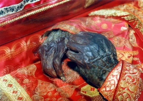 Το αδιάφθορο σκήνωμα του φιλόχριστου Σέρβου ηγεμόνα και άγιου της Ορθόδοξης εκκλησίας Λάζαρου Χρεμπελιάνοβιτς (Лазар Хребељановић, 1329 – 1389).