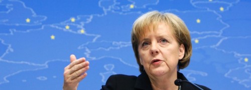 Germany's Chancellor Merkel addresses a news conference at the end of a EU leaders summit in Brussels