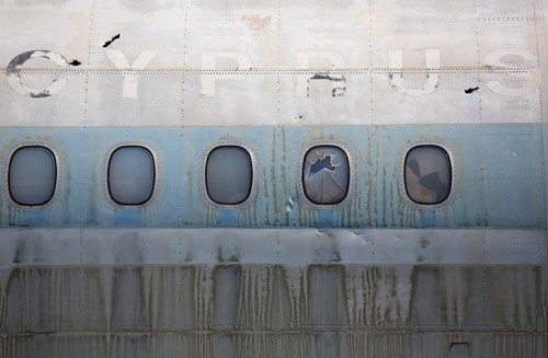 A Cyprus Airways jet in the abandoned Nicosia International Airport