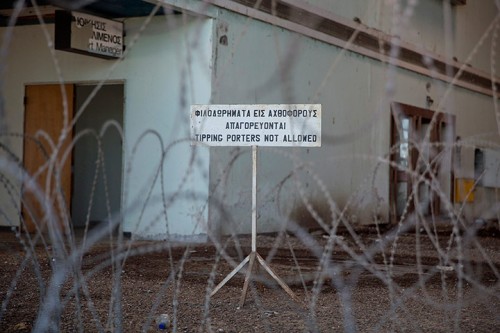 A sign at the abandoned Nicosia International Airport