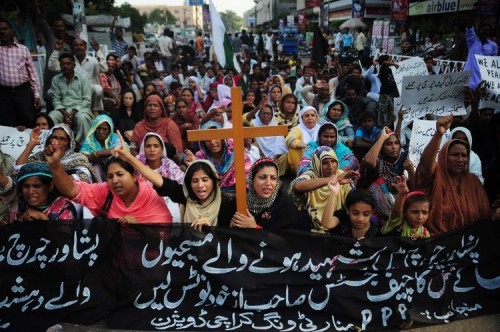 από διαδήλωση των χριστιανών στο Καράτσι