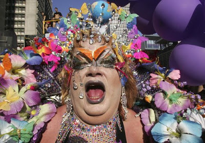 Reveller, Gay Pride Parade, Sao Paulo, Brazil by Andre Penner