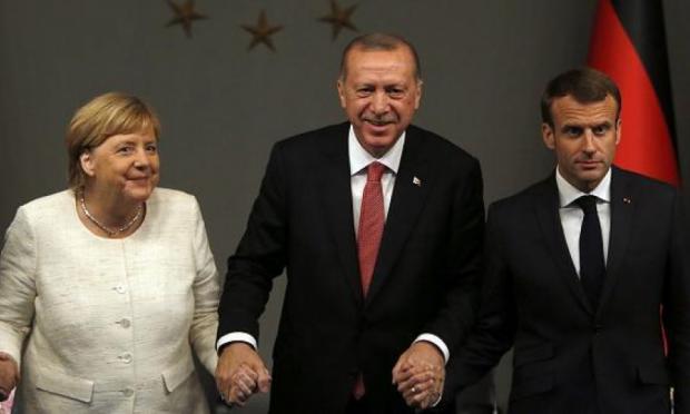Μέρκελ Μακρόν και Ερντογάν