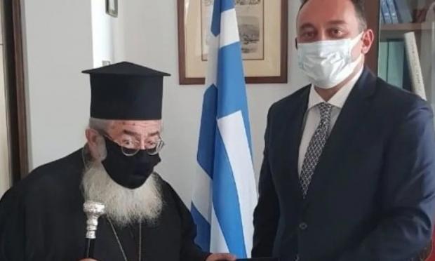 Κώστας Βλάσης με τον Αρχιεπίσκοπο Σινά