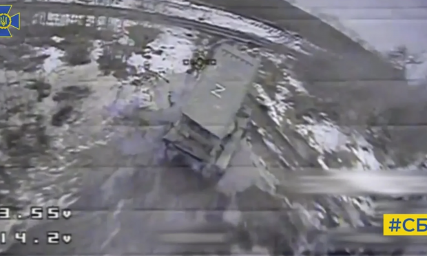 ουκρανικό drone πάνω από TOS-1A