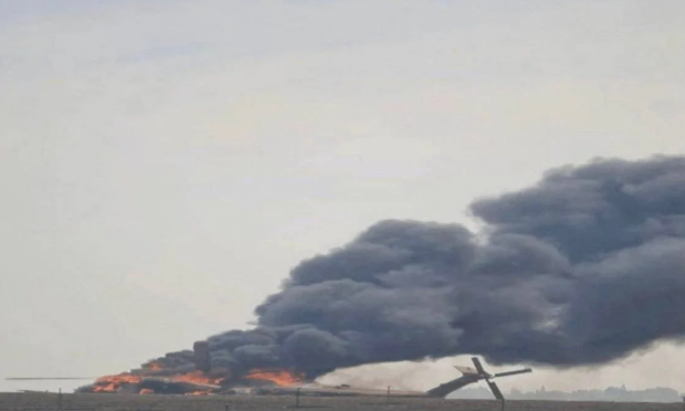 κατεστραμμένο ισραηλινό ελικόπτερο CH-53 Yasur από αντιαρματικό πύραυλο της Χαμάς