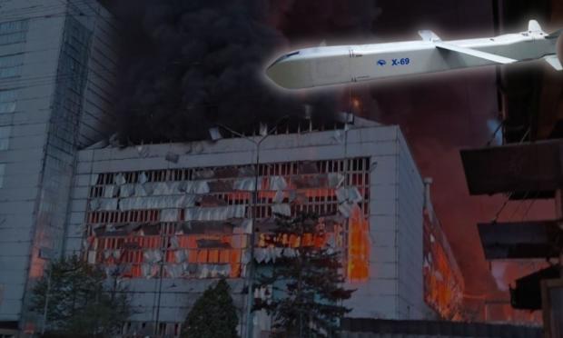ρωσικός πύραυλος κρουζ Kh-69 κατά του ουκρανικού ατμοηλεκτρικού σταθμού της Τρυπυλίας του Κιέβου