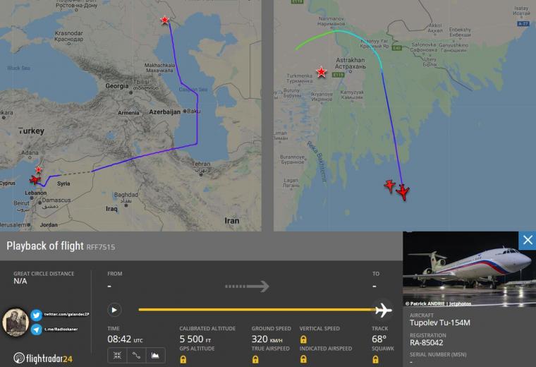 μεταφορά Su-24 - Συρία -χάρτης