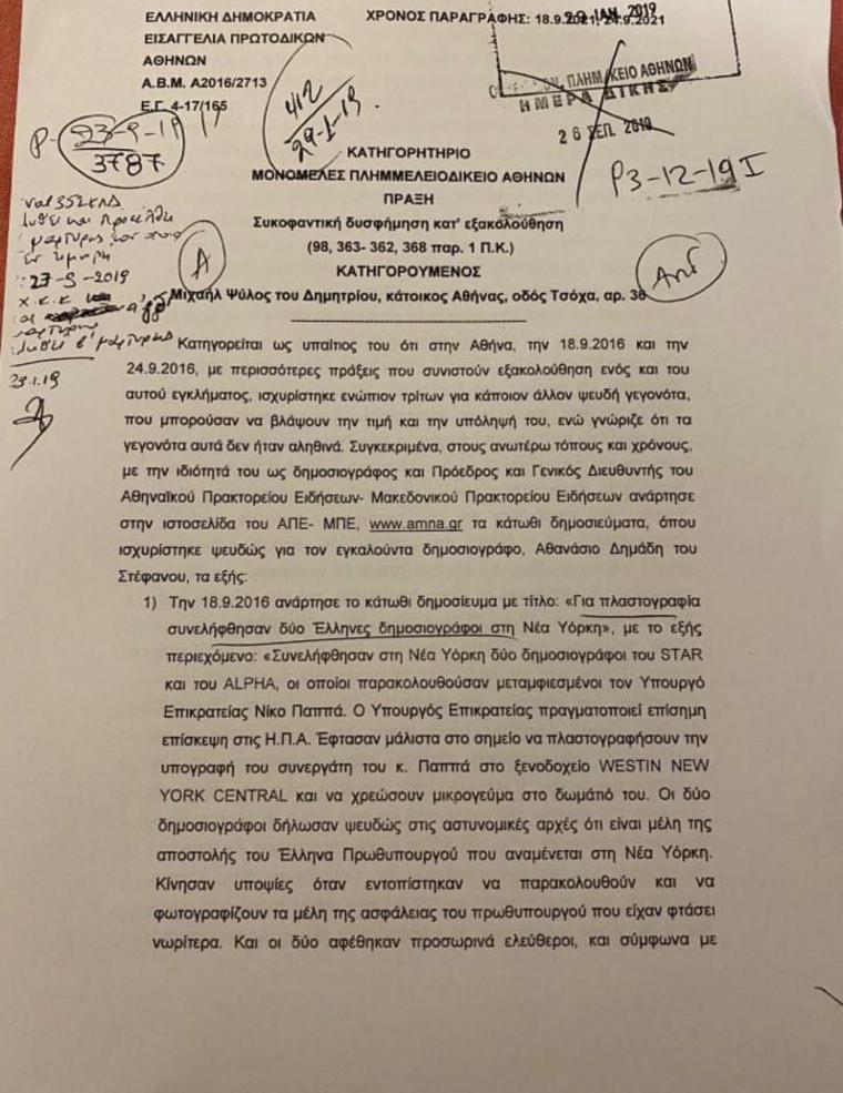 ποινική δίωξη στον Ψύλλο