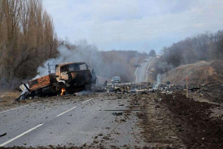 Καταστραμμένα ρωσικά φορτηγά