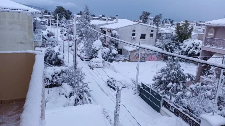 Χιόνια αυτή την ώρα στον Άγιο Στέφανο 