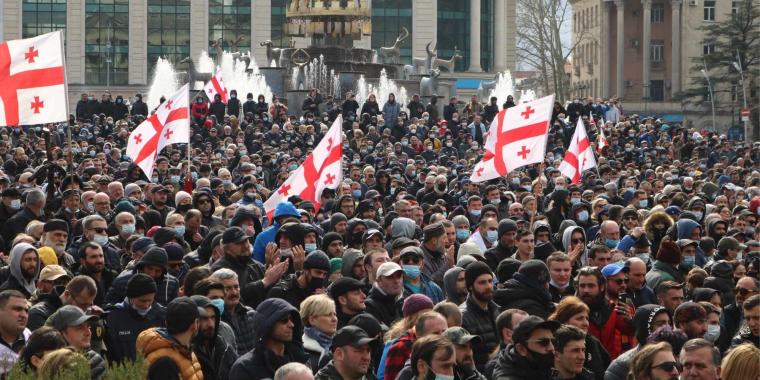 διαδηλώσεις στην Γεωργία κατά νόμου ξένης επιρροής