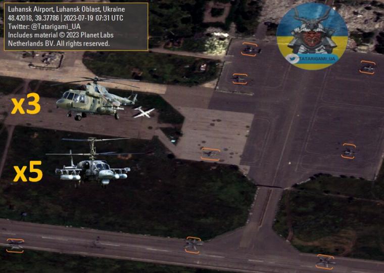 ρωσικά ελικόπτερα στο αεροδρόμιο του Λουγκάνσκ 