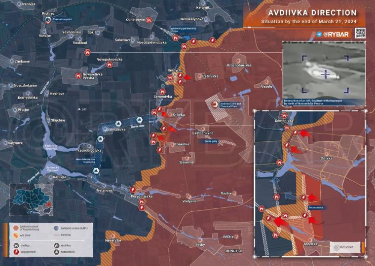 χάρτης - ρωσική κατάληψη του Τονένκογιε στην κατεύθυνση της Αβντίιβκα
