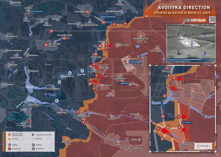 χάρτης - ρωσική κατάληψη του Τονένκογιε στην κατεύθυνση της Αβντίιβκα