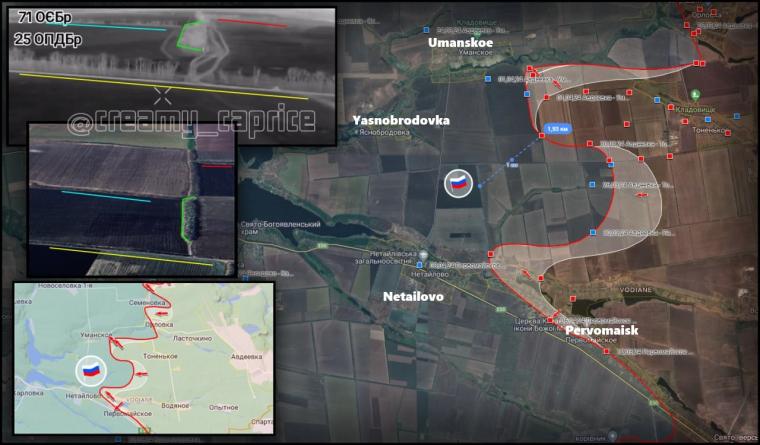 χάρτης - ρωσική κατάληψη του Περβομαΐσκογιε και επίθεση προς το Νεταΐλοβο