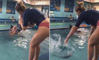 μωρό στην πισίνα