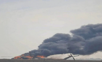 κατεστραμμένο ισραηλινό ελικόπτερο CH-53 Yasur από αντιαρματικό πύραυλο της Χαμάς