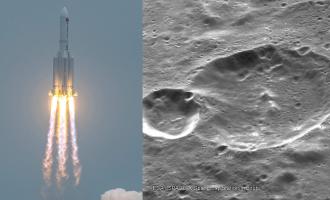 κινεζικός διαστημικός πύραυλος και διπλός κρατήρας στη Σελήνη