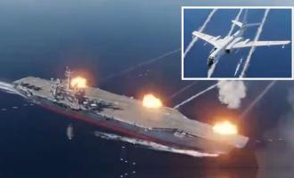 κινεζικά βομβαρδιστικά H-6J χτυπούν αμερικανικό αεροπλανοφόρο