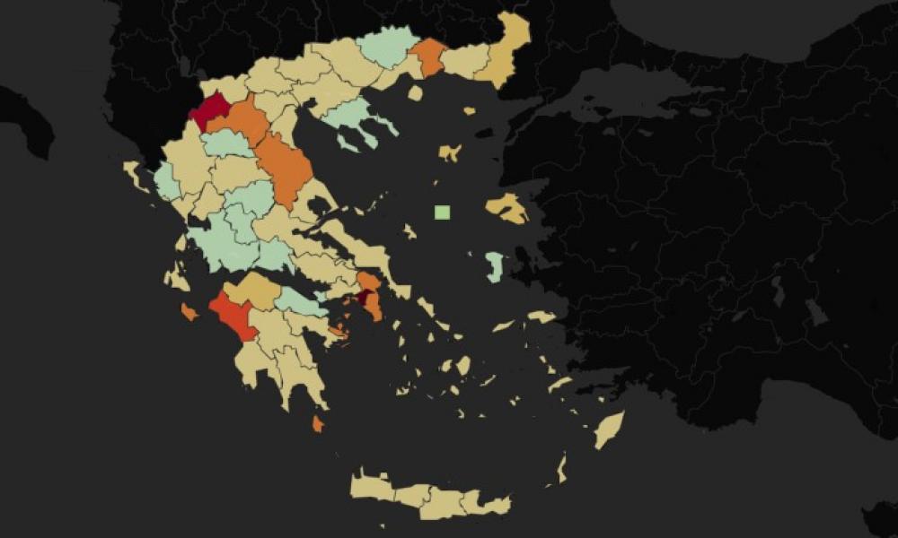 κορονοϊός, χάρτης Ελλάδας