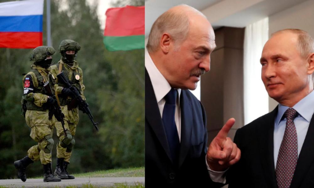 στρατιώτες και Λουκασένκο με Πούτιν