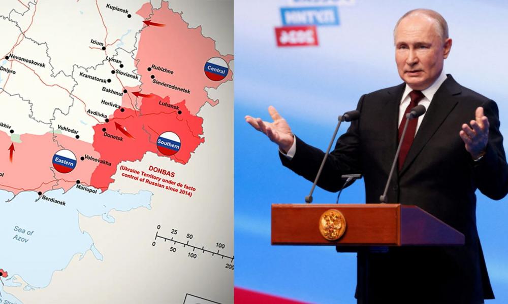 χάρτης Ουκρανίας και Πούτιν