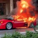 Ferrari F40 on fire at Monaco
