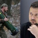 Ουκρανός στρατιώτης και Ζελένσκι
