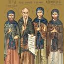 Όσιος Ξενοφών μετά της συμβίου του Μαρίας και των τέκνων Αρκαδίου και Ιωάννη