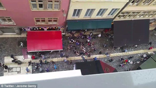 Video footage also appears to show the mob causing havoc on a narrow pedestrian-only boulevard. The attacks occurred in Lyon, the major town and transport hub closest to St Etienne, where tomorrow's match takes place