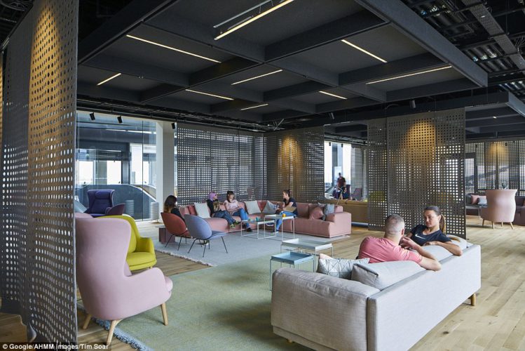 More than 800 employees moved into the the tech giant's London base, which includes sleep pods, a running track, £17,000 sofas and free food, today before another 1,700 relocate to the building in the future