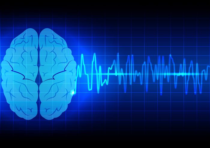 Abstract brain wave concept on blue background technology